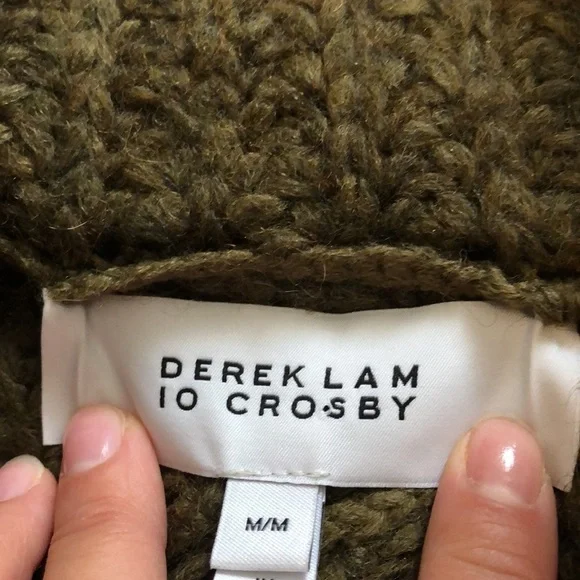 Derek Lam 10 Crosby Astra Embellished Turtleneck Sweater Sz M Olive Green Alpaca - Picture 3 of 7